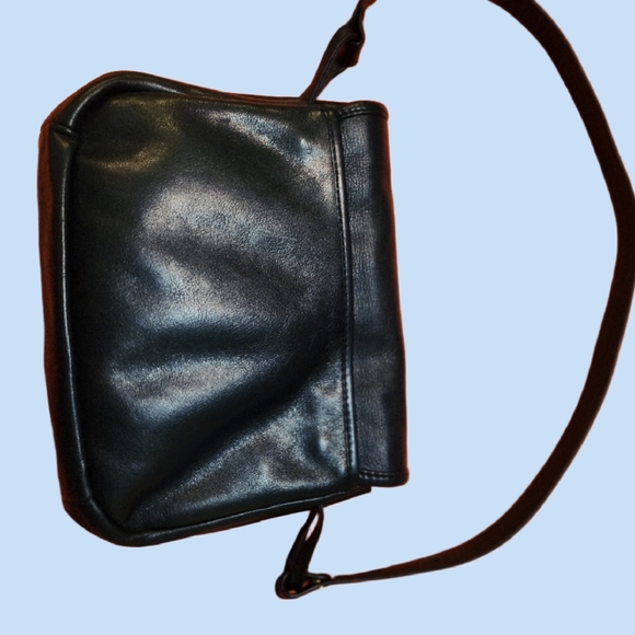 GANSON True Navy Blue Classic Flap Leather Shoulder BAG EUC - Picture 7 of 12